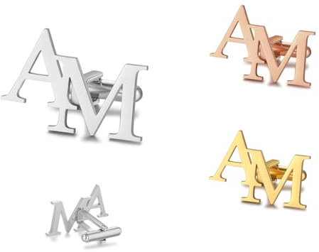 Glimmerday Personalisierte Manschettenknöpfe für Papa, 1 Paar Manschettenknöpfe aus Edelstahl mit personalisierten Initialen, Vatertag, Valentinstag, Geburtstagsgeschenk für Ehemann und Opa