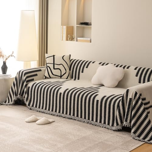 jianyana Sofa Covers Soft Durable Reversible Chenille Sofa Slipcover Couch Covers Modern Plaid Universal Furniture Protector for 1 2 3 4 Seater Sofa Loveseat L-shape Corner Futon Sofas