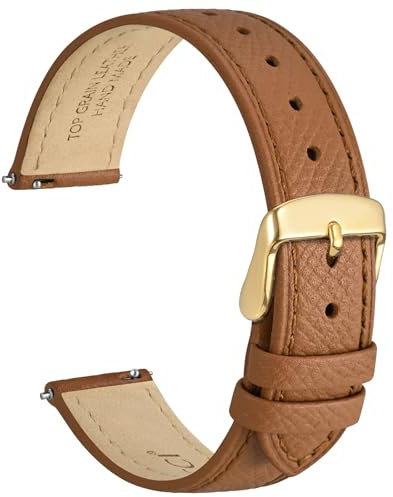 WOCCI Grace Bracelets de Montre, Cuir de Grain Supérieur, Libération Rapide, Bandes de Remplacement, Boucle En Acier Inoxydable, Largeur de Bande 12mm 14mm 16mm 18mm 20mm