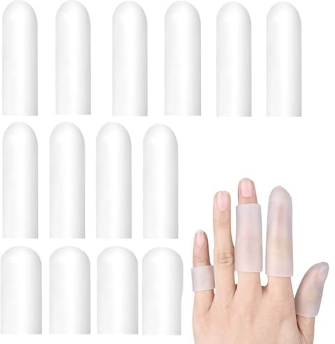 Visxcnu 14 Piezas Protectores de Dedos Mano de Silicona, Funda Dedos Manos Transpirables, Funda para los Dedos Silicona Elástico para Dedos Agrietados,Artritis de Dedos, Eczema de Manos