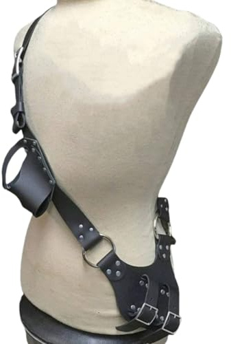 Medieval Shoulder Sword Strap Holder Renaissance Faux Leather Dagger Frog Double Scabbard Holster Pirate Halloween Accessory