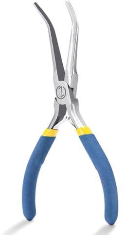 VISEMAN Mini alicates de punta de aguja de 6 pulgadas con asas de agarre cómodo, alicates de punta larga para manualidades hechas a mano, doblados en 45 grados