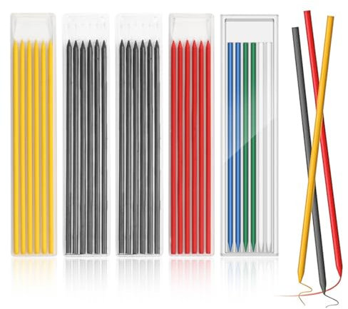 30 Pièces 2,8mm Recharges de Crayons pour Crayons de Charpentier, Remplacements de Crayons de Construction Mécanique à Trous Profonds Solides, Recharges de Crayons, Recharges Uniquement
