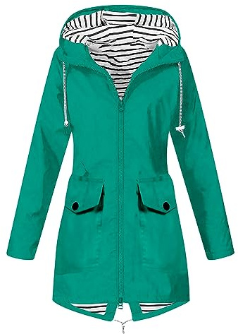 RLEHJN Vestes Imperméables Femme Avec Capuche Zip Coupe Vent Impermeable Femme Grande Taille Capuche Poncho Pluie Léger Vêtements De Pluie Pour Randonnée Camping Activités De Plein Air