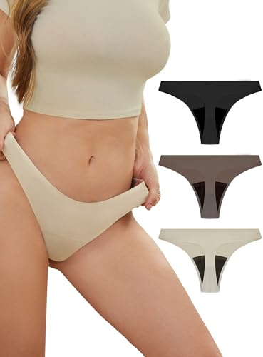 PoseFree Perioden String Tanga 3er Pack - Damen Menstruationsunterwäsche bei Leichter Blutung | Nahtlos & Atmungsaktiv für Sport und Täglichen Komfort Größe L