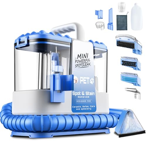 Polsterreiniger Gerät, 600W Nasssauger, 16Kpa mit 500ml Reinigungslösung & 5 Zubehörteilen, Polstermöbel, Fleckenreiniger für Teppiche, Sofas, Treppen, Autos, leichtes und kompaktes Design, Blau