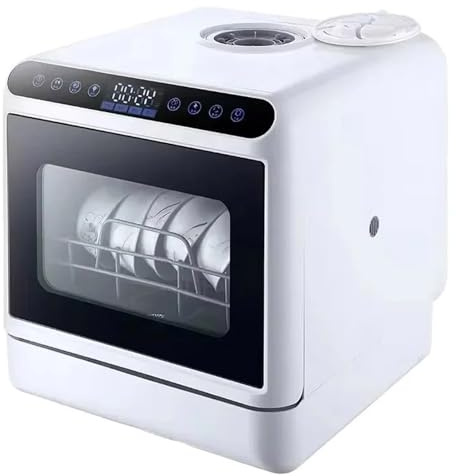 Diskmaskin för bänkskivor, pekkontroller, LED-display, inbyggd 5L vattentank, automatisk torkning, perfekt för hem, lägenheter och husbilar