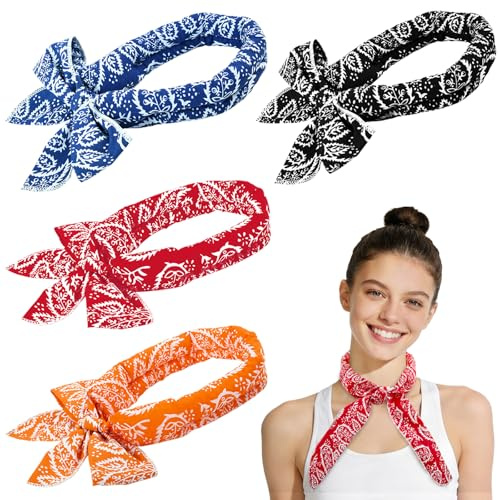 DIELOVEHUA Kylhalsduk, 4-pack, andningsbar, direkt kylande bandana, kylande nackband, unisex, för utomhuscykling, sport och fitness