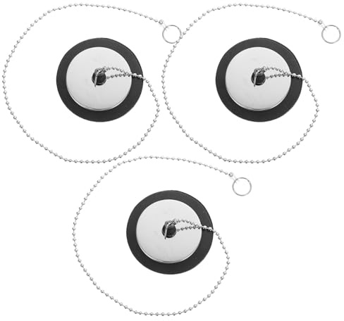 IMIKEYA 3pcs Bathroom Drain Stoppers with Chain Rubber Bathtub Plug for Drain for Sink and Kitchen Water Seal Bath Plug Set