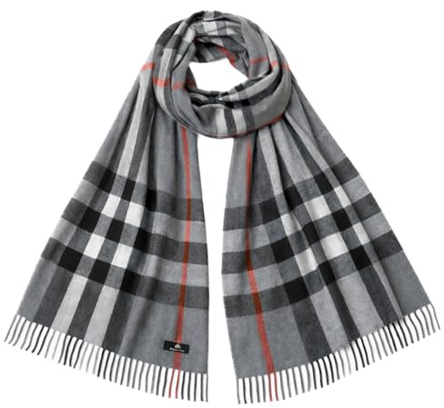KARMA.DIEM Bufanda XXL a cuadros para hombre y mujer, elegante abrigo para todo el año, 175 x 66 cm, suave tacto cachemira, accesorio unisex ligero (Gris)