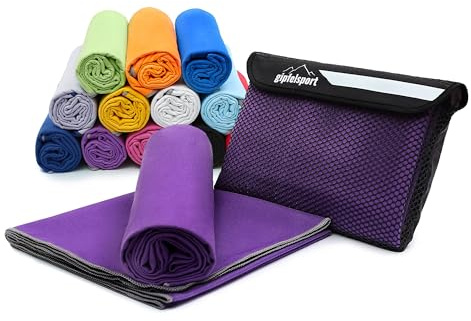 Mikrofiberhandduk set – för bastu, fitness, sport I strandhandduk, sporthandduk I lila XL: 180 x 80
