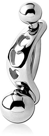viva-adorno Z552_h Piercing intime en acier chirurgical 316L Motif cœurs, Acier inoxydable
