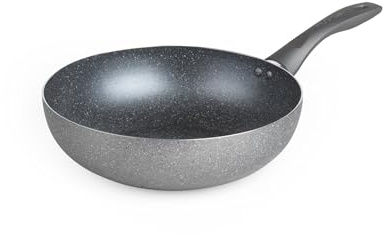 Progress BW09874EU Non-Stick Deep Stir-Fry Pan, 28cm Wok Fry Pan with Bakelite Handle, PFOA-Free Marble Effect Coating, Heat Resistant Exterior, Induction Hob Suitable, Go Healthy Use Little or No Oil