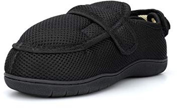 Generic Men's Extra Wide Fit Slippers - Black, 11 UK XX-Wide - Comfortable Memory Foam Insole - All Seasons - Home - SLIPPER