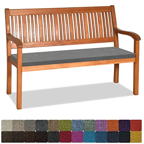 Bankauflage Stuhlkissen Bankkissen mit Krawatte Waschbar ,160x35x5cm,1 2 3 4-Sitzer Sitzkissen Rutschfeste Auflage für Gartenbank ,Küche,Terrasse Innen und Außenbereich，Dicker Leinenstoff,dunkelgrau