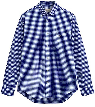 GANT Herr REG POPLIN Gingham-skjorta klassisk skjorta, collegeblå, standard, College Blue, 3XL