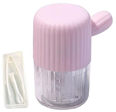 Altsuceser Portable Contact Cleaning Bottle Washer with Tweezer Drawstring, Contact-Lens Cleaner Manual Cleaner Machine for Contact-Lens Pink