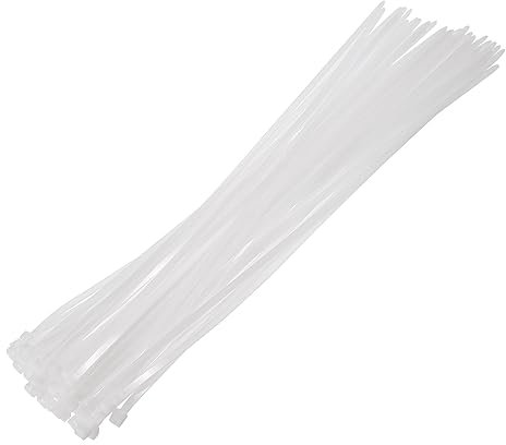 sourcing map 50Stk 8mm x 600mm Kabel Kabelbinder Lang Nylon Kabel Krawatten Selbstverriegelnde Spannbänder für Draht Management Weiß