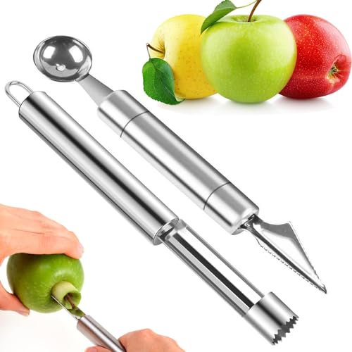 Set Di Strumenti Frutta Inox,2 Pcs Intaglio Della Frutta Acciaio Inossidabile Coltello Melone Melon Baller Scoop per DIY Fruit Salads
