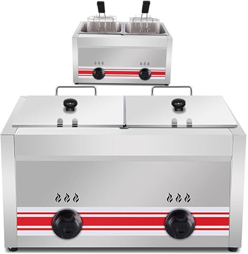 PixCy Freidora De Gas, Freidoras Industriales, Freidora a Gas Comercial, Freidora De Cocina, Encimera a Gas Profesional De Alta Capacidad,para Cocinar Alimentos,20L