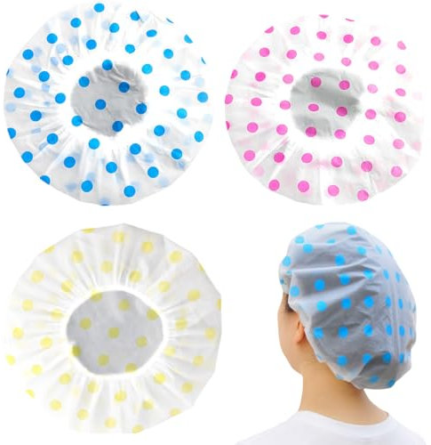3 Pièces Bonnet de Douche, Chapeau Réutilisables, Bonnet de Bain Elastiques, Bonnet de Bain Imperméable, Bonnet de Douche Femme, Pour Femmes Filles Douche SPA Salon