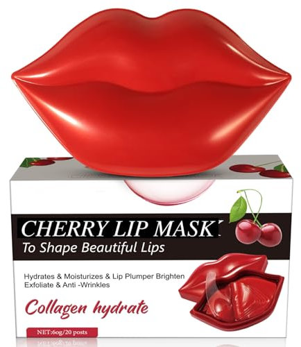 ARCHIDATE Lippenmaske - Lippenmaske Pads - Collagen Feuchtigkeit Lippenpflege Mask - Anti Falten Reduzieren Feine Linien Lippenpeeling Lippen Maske - Lip Masken Beauty (ROT)