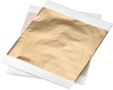 QUARKZMAN Carta Foglia Oro Champagne Foglia Oro Foglio 5.5 x 5.5 Pollici per Decorazione Artistica, Sculture, Pacco da 100
