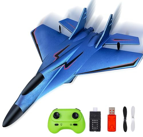 Afenau RC Airplane, 2.4GHz Remote Control Airplane, RC Glider, Fighter Jet, airplane Toy Easy to Fly, Glider Planes for Beginners Adults - Blue