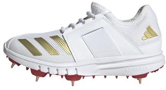 adidas Howzat Spike Junior Chaussures de Cricket, FTWR White/Gold met./Pure Ruby, 21 EU