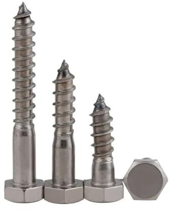 Cilky Tornillos metálicos 10 Uds. De Cabeza Hexagonal de Acero Inoxidable 304, Tornillo autorroscante, Tapa de Cabeza Hexagonal Externa, Tornillo de Madera Largo Grande(50mm,M8)