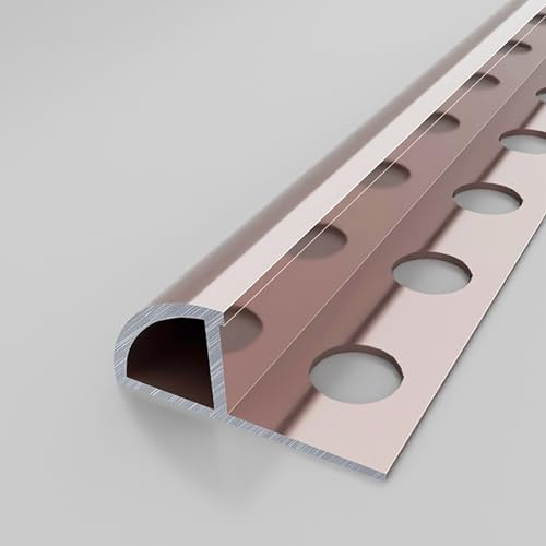 Raouoae Perfiles para Baldosas En Aluminio Anodizado Longitud 125 Cm* 2 Piezas Perfil De Esquina Riel De Perfil para Transiciones Piso Y Pared Tira Terminal (Rose Gold,Width:12mm)