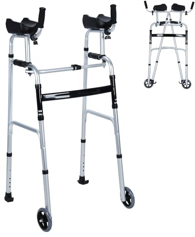 CUSROS Déambulateur vertical pliable pour personnes âgées, déambulateur léger pour personnes âgées, déambulateur à plateforme à 2 roues pour petits espaces, handicapés et handicapés 1