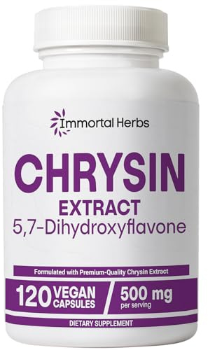 Immortal Herbs Chrysin Supplement 500mg, 120 Pills, Passion Flower Extract Powder, 5,7-Dihydroxyflavone, Non-GMO and Gluten-Free Chrysin Supplement for Men and Women