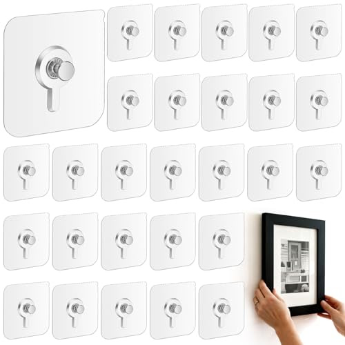 40 Piezas Cuelga Cuadros sin Clavos, Transparentes Ganchos Adhesivos para Pared, Colgadores Cuadros para Colgar Cuadros, Fotos, Espejos y Decoraciones Pinturas, Carga Máx 5 kg