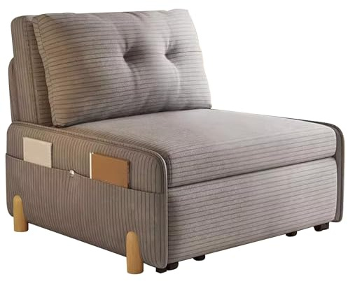 Modern 3-i-1 konvertibel bäddsoffa med sidfickor, platsbesparande sovsoffa för små vardagsrum och sovrum snygg grå design (78 cm/30,7 tum)