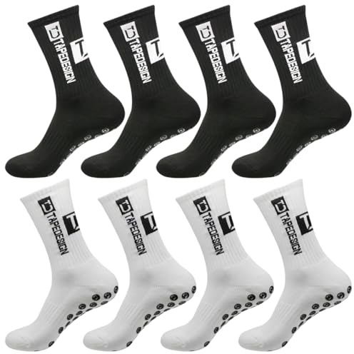 GWEOR 4 Pares Calcetines antideslizantes futbol de calcetines deportivos antideslizantes, Calcetines de agarre con puntos de goma, Absorben el sudor y transpirables, adecuados