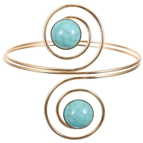 VINTORKY Pulsera de Brazo para Mujer Diseño Único Ajustable de Aleación y Turquesa, Joyería Decorativa Adecuado para Uso Diario y Ocasiones Obsequios