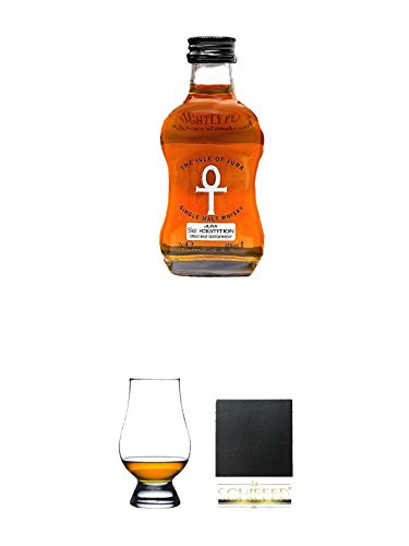 Isle of Jura Schottland Single Malt 10 Jahre 5 cl + The Glencairn Glass Whisky Glas Stölzle 1 Stück + Schiefer Glasuntersetzer eckig ca. 9,5 cm Durchmesser