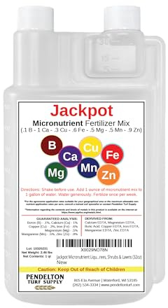 Pendelton Turf Supply Jackpot Micronutrient Liquid Fertilizer Mix | Indoor & Outdoor | for Plants, Flowers, Vegetable Gardens, Trees, Shrubs & Lawns (32oz)