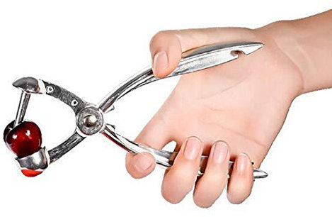 Ogquaton Dénoyauteur de cerises et d'olives en alliage - Pour la maison et la cuisine - Argenté - Élégant et populaire