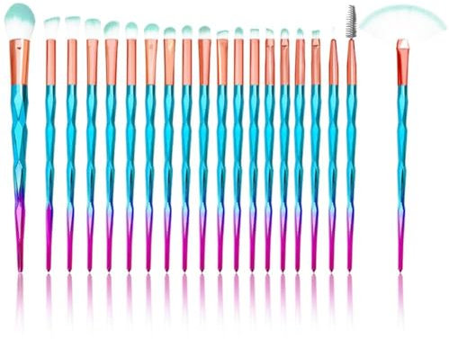 Sunshine Smile 20-teiliges Make-Up Pinsel-Set, Kosmetik Pinsel, Polyesterborsten, Kunststoffgriff, Stabform, für Lidschatten, Eyeliner, Augenbrauen, Lippen, Concealer