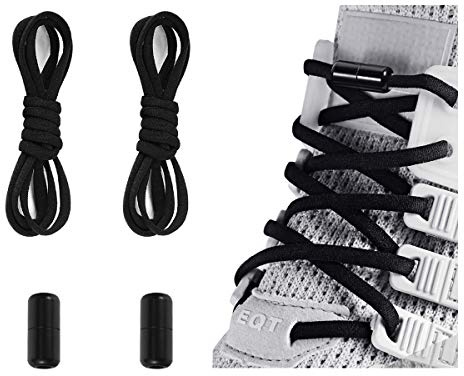 Elastic No Tie Shoe Laces For Adults,Kids,Elderly,One Size Fits All Black