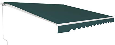 COSTWAY Toldos Exterior Terraza Retractil, Toldo Manual con Manivela de Metal Impermeable y Protección Solar, Toldo con Brazo para Balcón Terraza Exterior (Verde, 360x300cm)