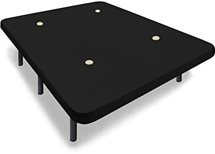 HOGAR24 ES - Base Tapizada 135x190 cm, Tejido Air Fresh 3D Color Negro, con Tablero Multiperforado + 6 Patas Metálicas Altura 32 cm