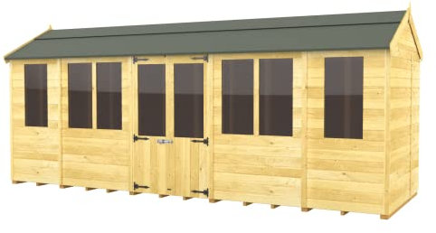 Total Sheds 18 x 8 ft Apex Summer House, Tanalised Pressure Treated, EPDM Roof, 15 Year Warranty