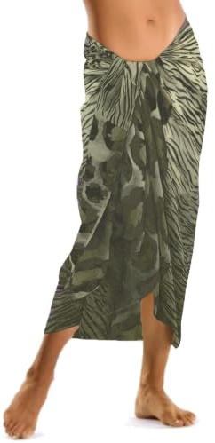 Mesdames Filles imprimé Animal Sarong Jupe Plage Couvrir châle Wrap-Taille Unique