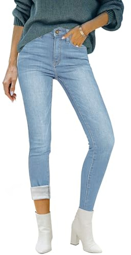 Luvamia Fleece Jeggings Womens Jeans Skinny Jeans for Women Stretchy Aesthetic Jeans Powder Blue Size 12-14