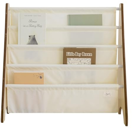 3 Sprouts, Libreria Frontale Montessoriana per Bambini, Scaffale Libreria Realizzata in Poliestere Riciclato, Ideale per Contenere Libri, Colore Crema, 61x63x25,4 cm