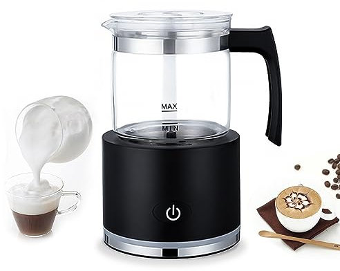 Irishom 600W Montalatte elettrico automatico da 250 ml,Macchina per schiuma calda/fredda,tazza trasparente/controllo touch/funzionamento silenzioso,per espresso Cioccolata calda Latte-nero