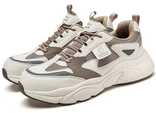Nutropa Steel Toe Shoes for Men & Women, Super Lightweight Work and Safety Shoes Indestructible Construction Work Sneakers,Beige 9 Women/7.5 Men